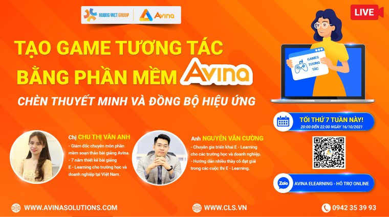 [WEBINAR] HƯỚNG DẪN TẠO GAME TƯƠNG TÁC BẰNG PHẦN MỀM AVINA CHÈN THUYẾT MINH ĐỒNG BỘ HIỆU ỨNG