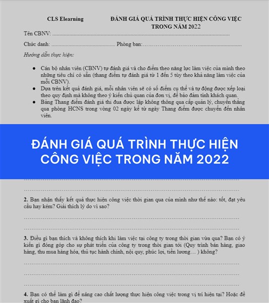 Đánh giá quá trình thực hiện công việc trong năm 2022