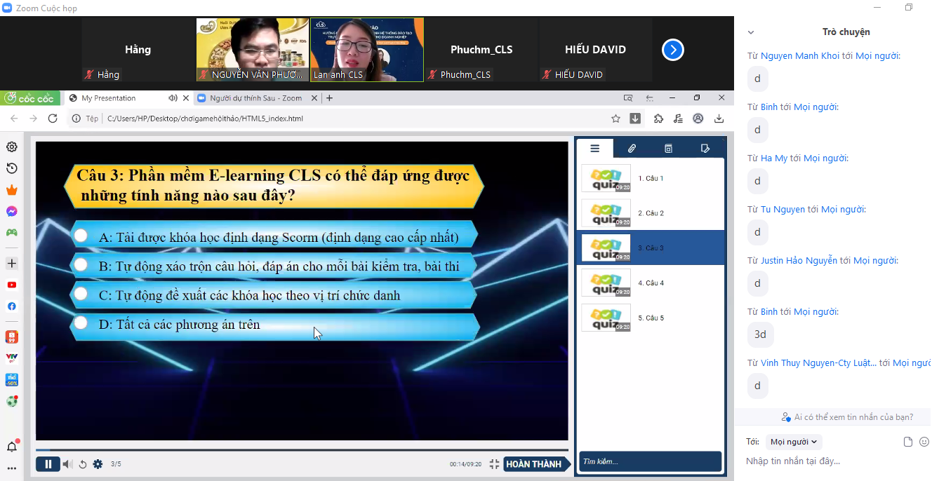 Minigame trong buổi hội thảo triển khai vận hành hệ thống CLS E-Learning 